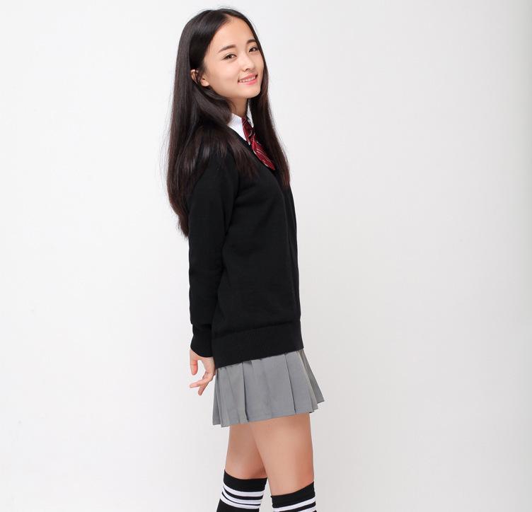 Пуловер с V-образным вырезом, вязаный в стиле японской школьной формы JK, для студентов - Унисекс, с длинным рукавом, в наличии.