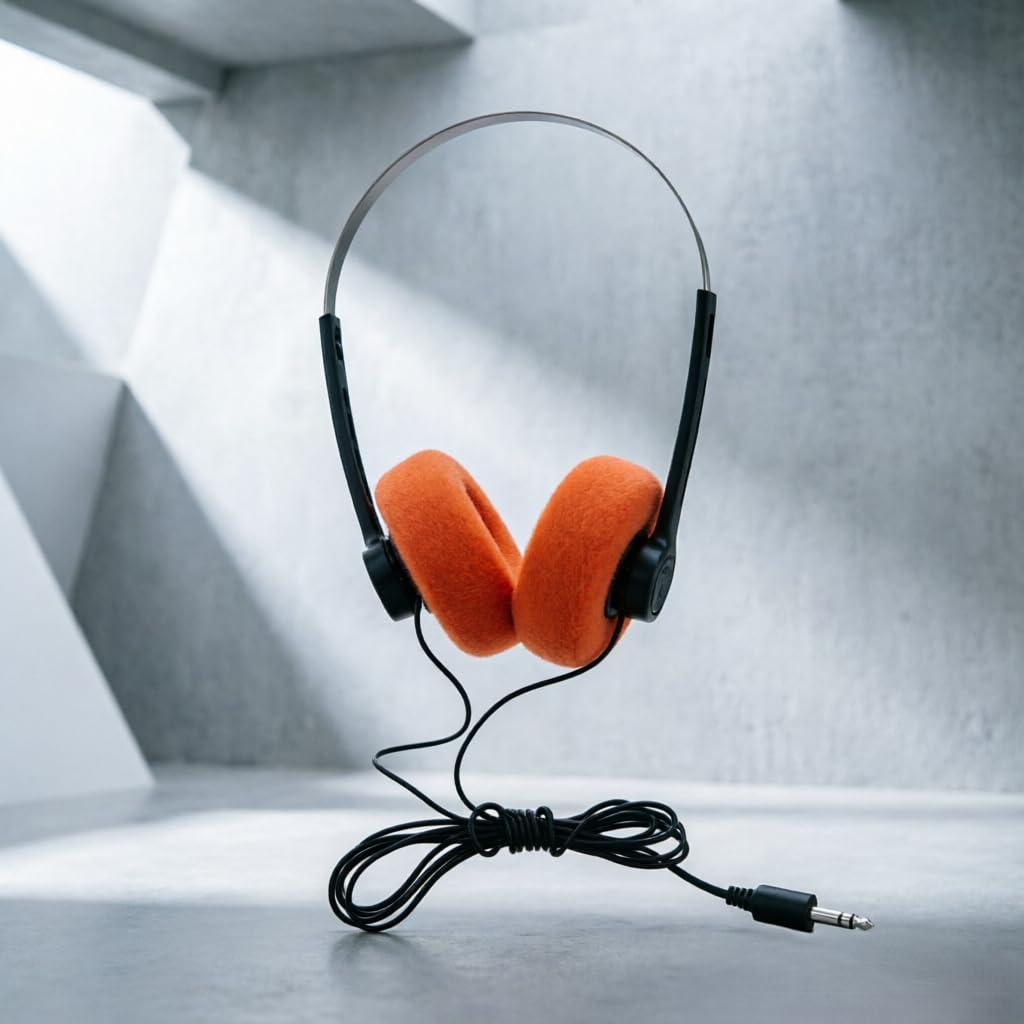 Retro Vintage Feel Retro Lightweight Stereo Earphone Walkman for Most Mobile Phone Playback Headphones and "Orange Over-Ear Headphones, Headphones,