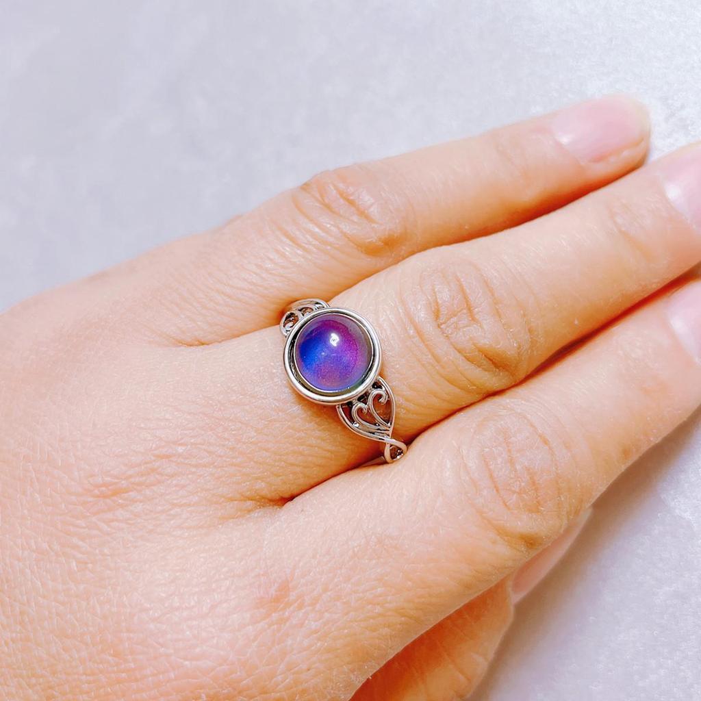 Корейская и японская мода Милое кольцо с камнем, меняющим цвет в зависимости от температуры