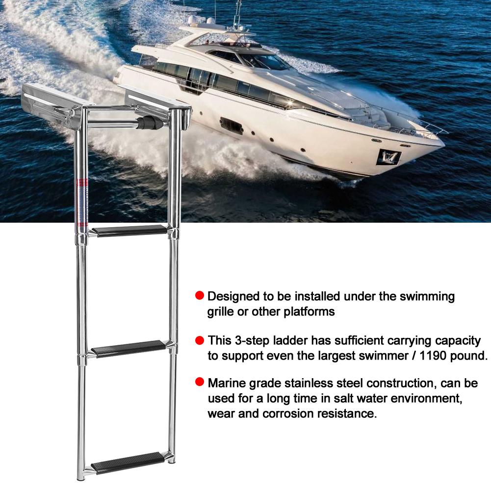 3-ступенчатая универсальная раздвижная лестница для посадки на лодку из нержавеющей стали, телескопическая, для лодки