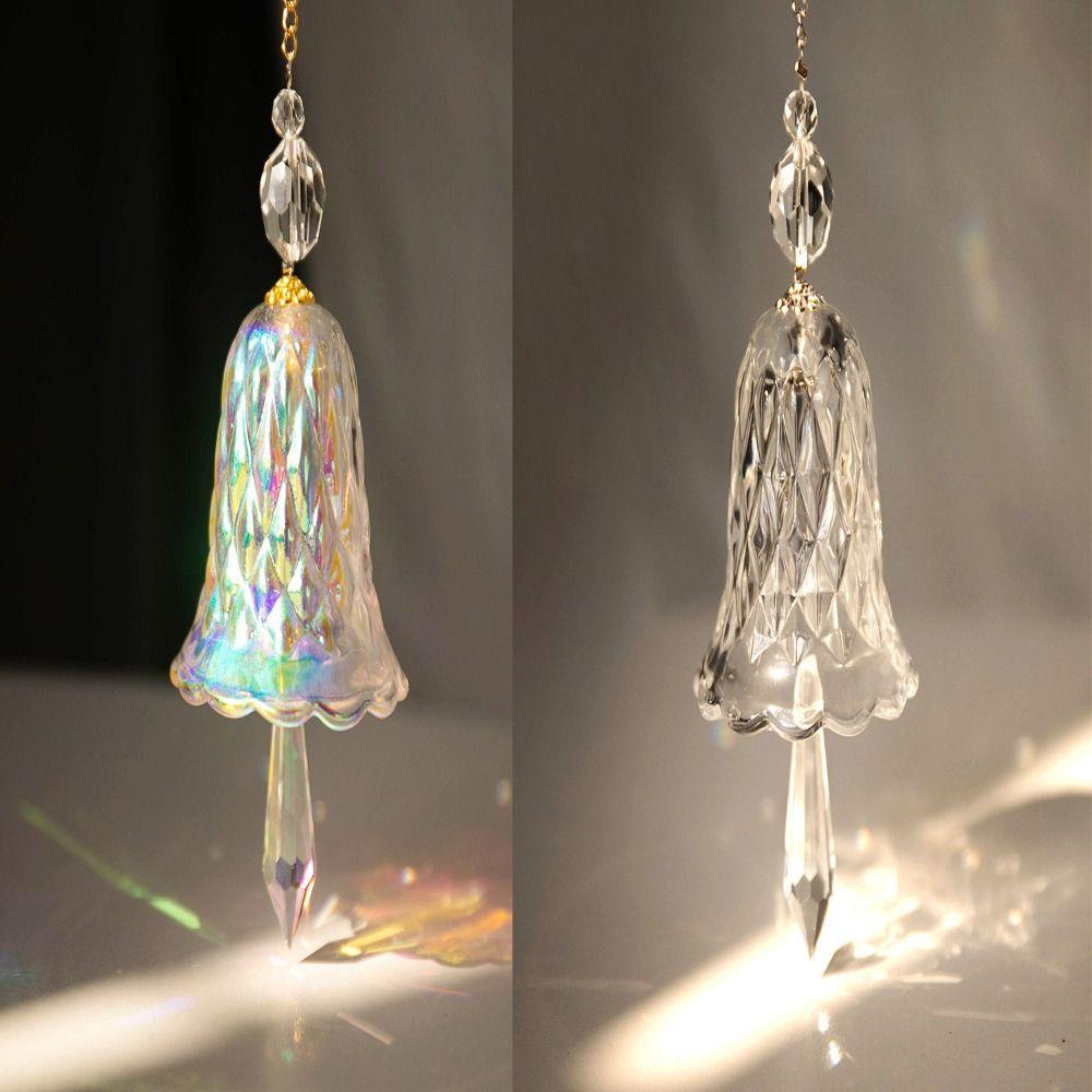 Bell Crystal Wind Chime Decoration Transparent/Colorful Home Crystal Decoration Room