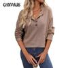 Women's Autumn and Winter Loose Casual Pit Strip Long Sleeve Button T-shirt Top