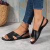 Flat-soled Sandals Women's Summer Solid Color Round Head One-word Buckle Outer Wear Casual Women's Shoes