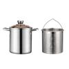 3L Deep Fryer Pot Stainless Steel Frying Pot with Mesh Steamer Basket Japanese Tempura Fryer Pot with Lid and Tong JT230