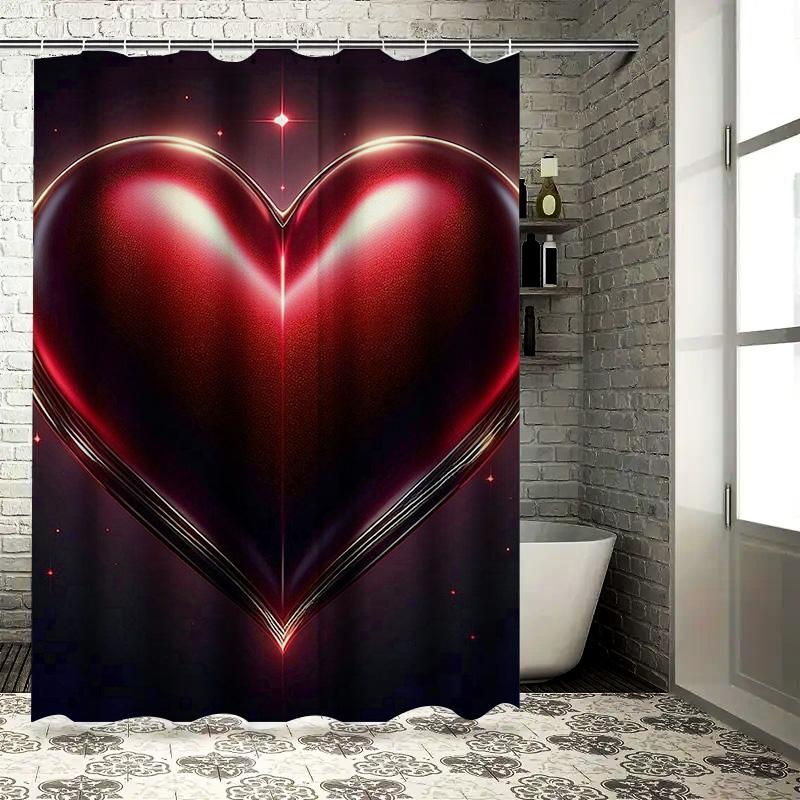 Romantic Red Heart Waterproof Shower Curtain for Bathroom, Unique Love Theme Adds Romance and Privacy Perfectly