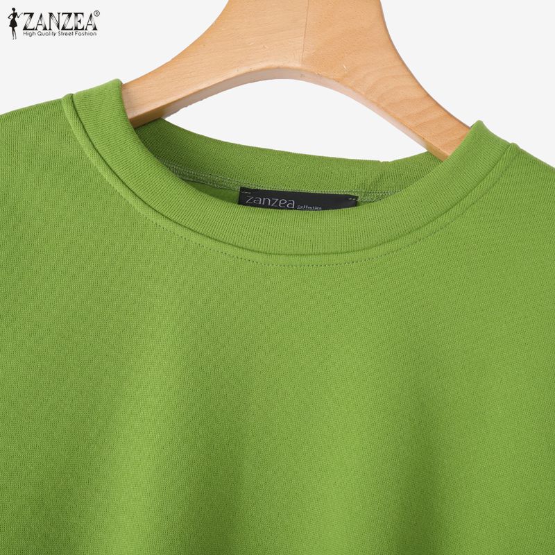 ZANZEA Женские повседневные вышитые лоскутные топы с длинным рукавом и свободным пуловером