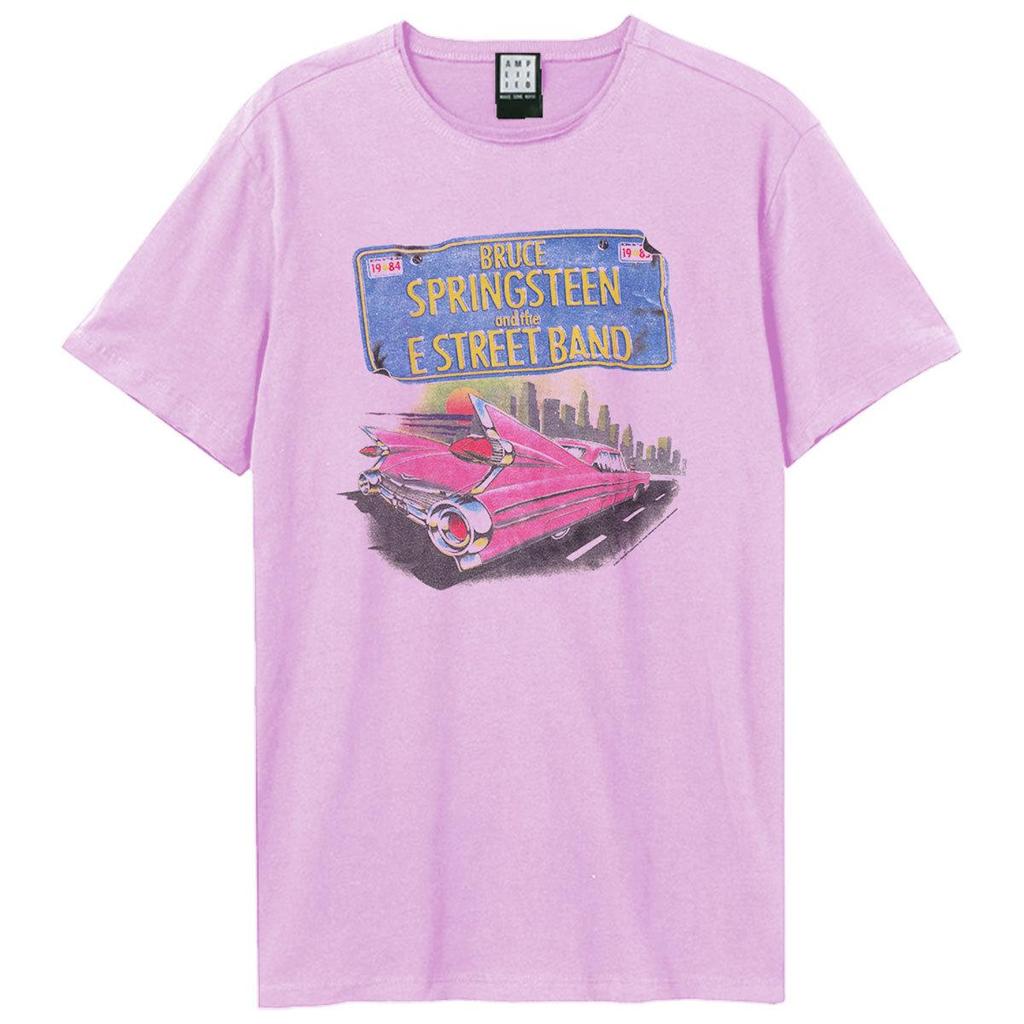 Amplified Unisex Adult Pink Cadi Bruce Springsteen T-Shirt