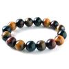 Natural Stone Power Stone Bracelet Tiger Eye for Men and Inner Circumference Women, 12mm, Approx. 16.5cm