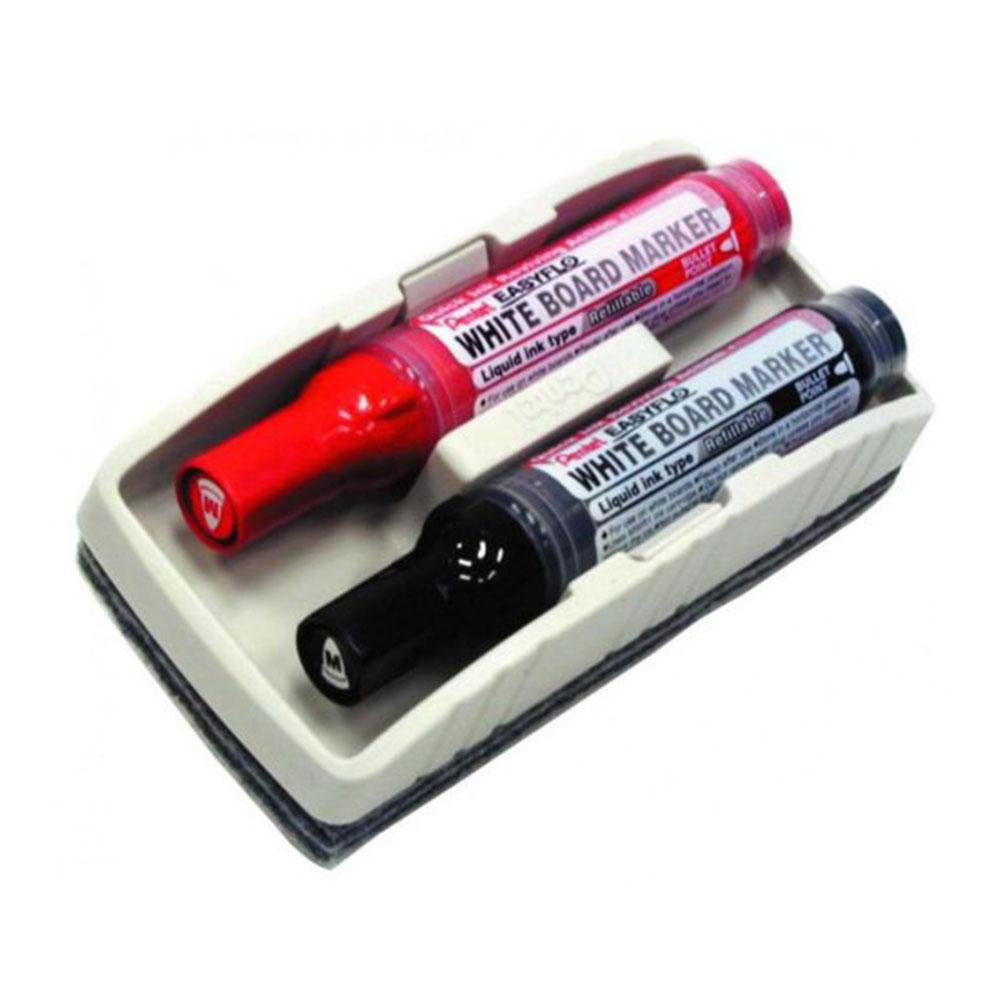 Набор ластиков для белой доски Pentel с маркерами Pump It (Черный Красный)