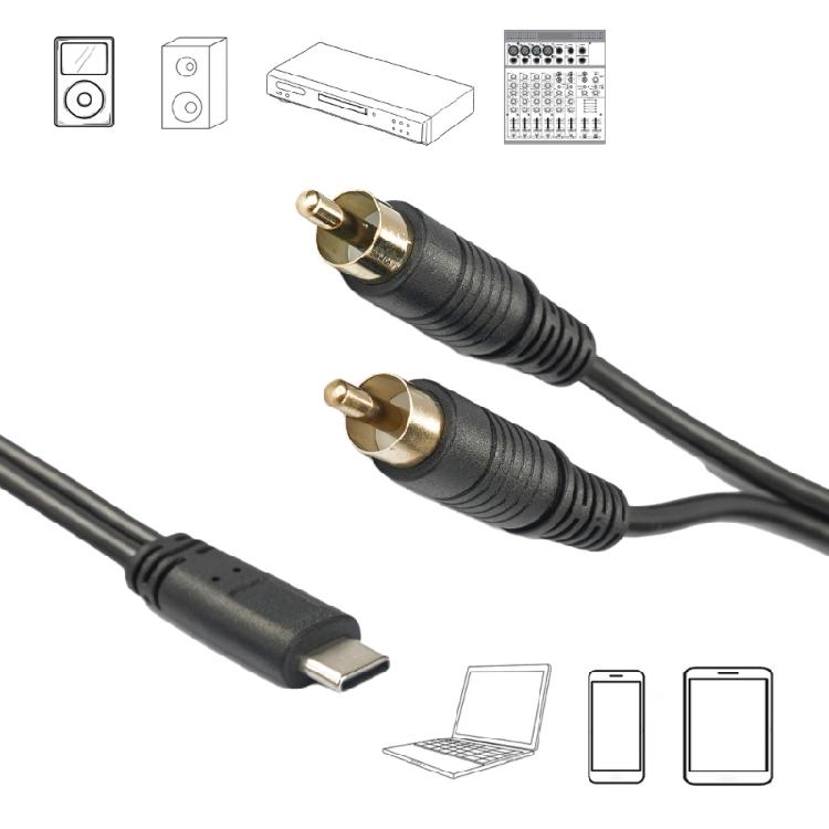 USB/USB C на 2 RCA Аудио Кабель 2 RCA Кабель Тип C на Штекер 2 RCA на USB C для Телефона Ноутбука Планшета Домашнего Кинотеатра Усилителей
