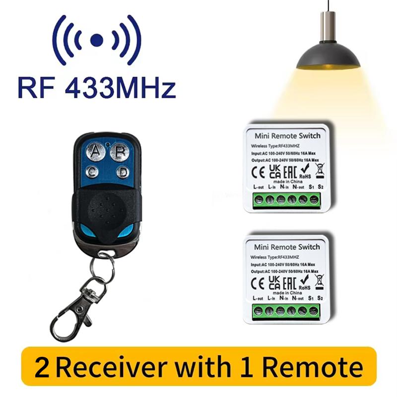 433MHz Universal Wireless Switch Mini Relay Receiver Module 4 Styles of Remote Controls For LED Light Smart Home Automation