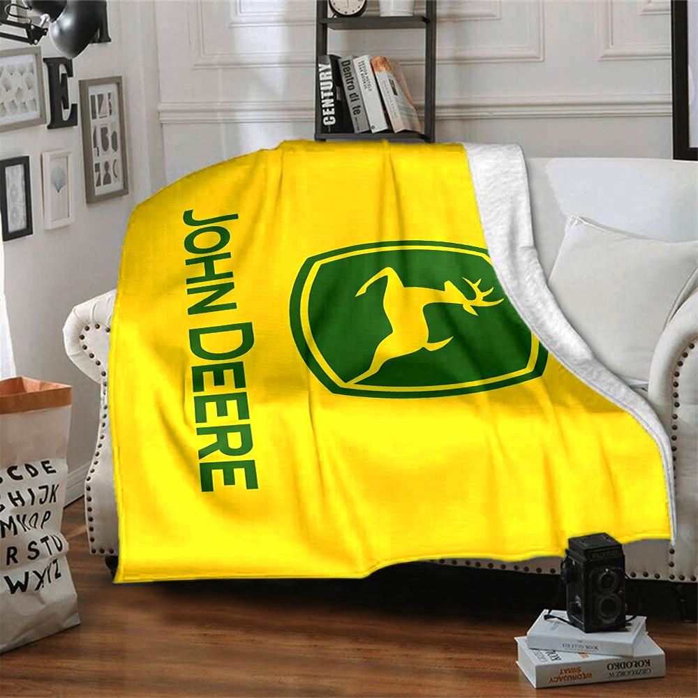 1Pc John Deere Logo Blanket Soft And Comfortable Casual Warm Camping Travel Christmas Halloween Xmas Gift M928882