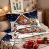 Comforter 3Pc Christmas House Print Coreless Duvet Set Multi Size Bedroom Holiday Dormitory Bedding Decoration Softmachine Washable
