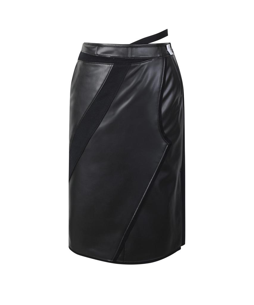 Recorde Recycled Leather Asymmetric Midi Skirt Rqkaw23405Bkx