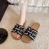 Pearl Slippers Female Summer Wear New Fairy Fashion Flat Bottom Word Beach Cool Slippers