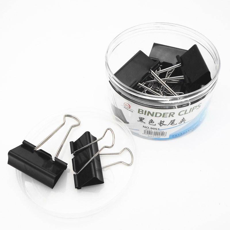 Black Metal Long Tail Clips: Small & Large Sizes, Spiral Tube Packed for Stationery & Tickets