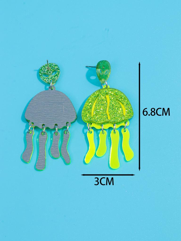 Модные Серьги-капли из Акрила Медузы Конфетных Цветов Смешные Животные с Блестками Смоляные Висячие Серьги Модные Аксессуары Украшения