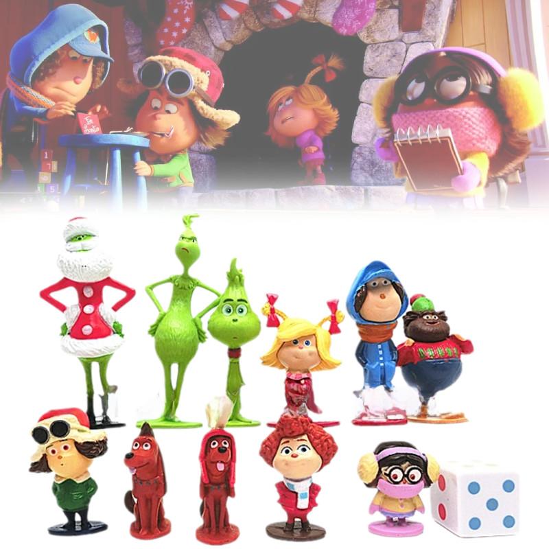 12 Очаровательных фигурок Гринча на рождественскую тематику, зеленые пушистые персонажи, коллекционный декор