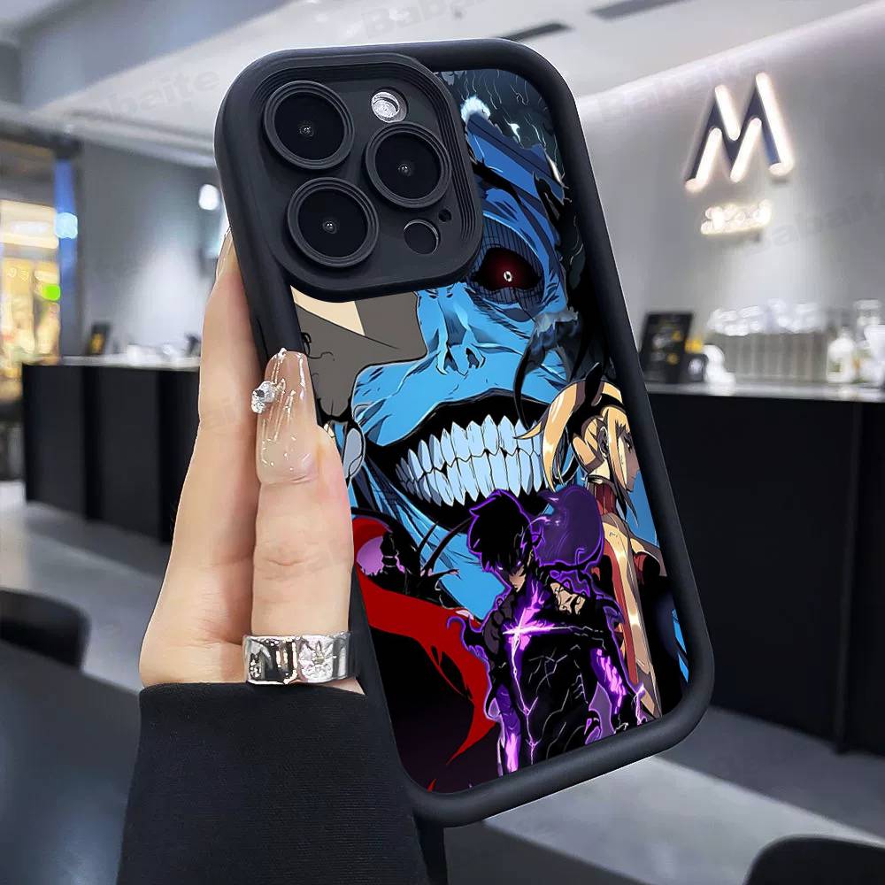 Популярный Чехол Для Телефона Аниме S-Solo L-Leveling Чехол Для Телефона Для IPhone 17 16 15 14 13 12 11 Pro Max Plus Мягкий Черный Чехол