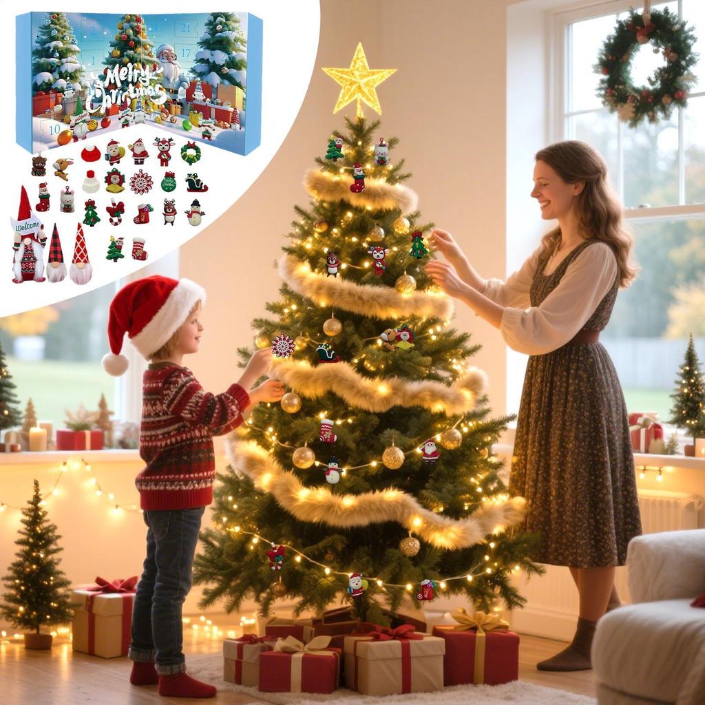 Christmas Calendar Countdown 24 Days Christmas Pendant Gnome Set Holiday Ornament Pendant Decoration Gnome For Girls Teenagers