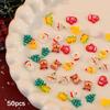 50 шт. Милые мультяшные смоляные рождественские шармы для ногтей, Санта-Клаус, Снеговик, Олень, Украшения для нейл-арта для маникюра, сделай сам