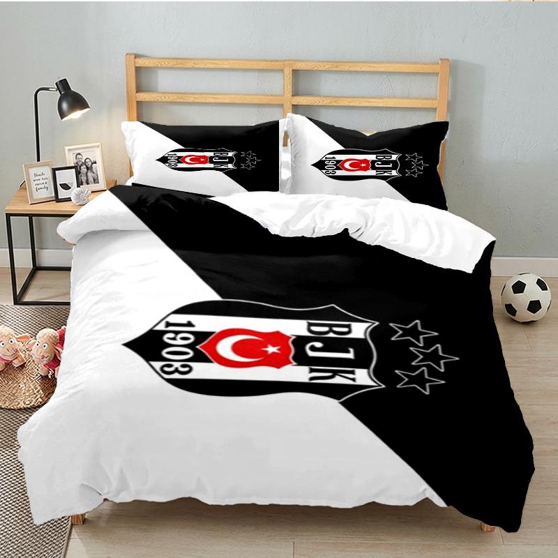 Besiktas Istanbul Football Club 3PCS Bedding set,Ideal for 1pc Duvet Cover And 2pcs Pillowcases Perfect for Fan gift,Ideal for Bedroom, Dormitory