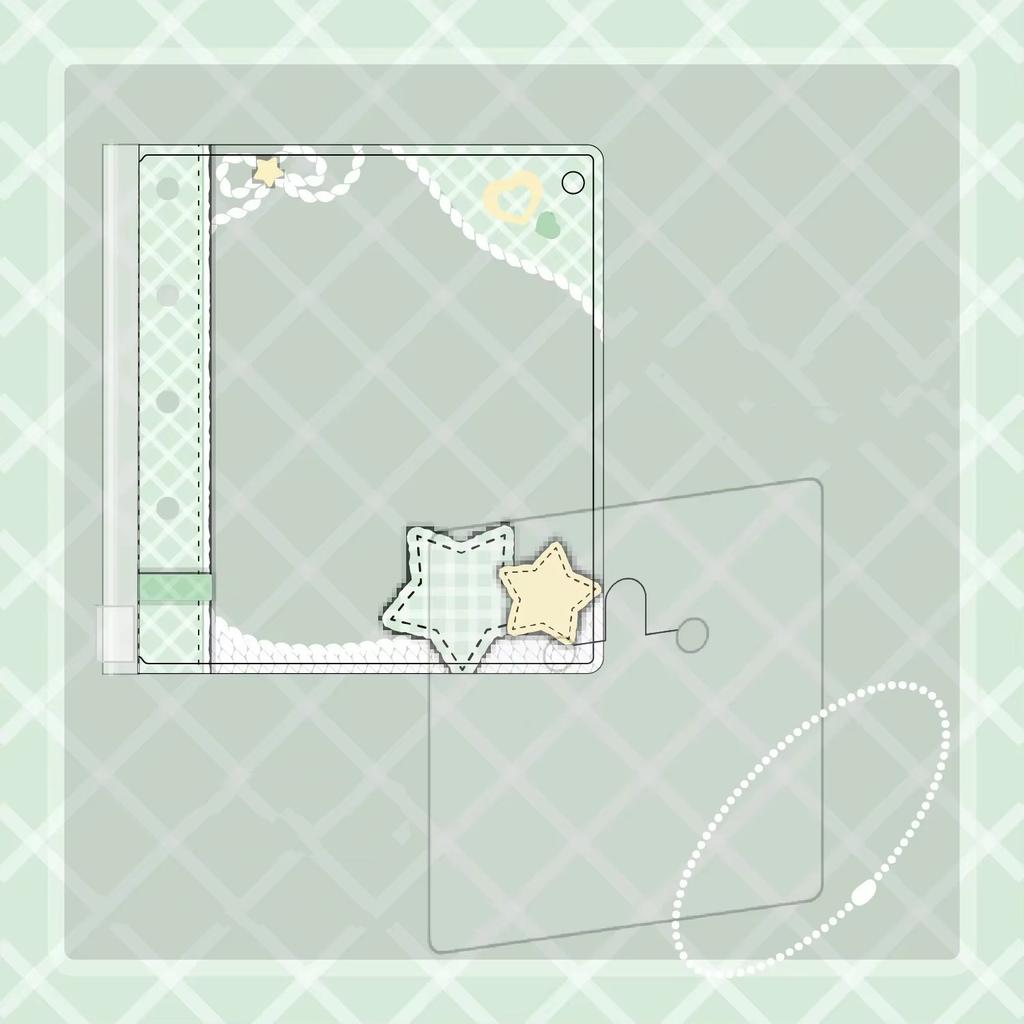 Japanese INS Star Plaid PVC Badge Holder 58~78mm Round Pin Badge Beautify Transparent Display Pocket Cute Cartoon Bag Pendant