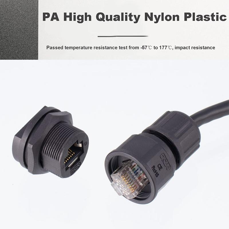 Dual Port Aviation Waterproof Network Switch Coupler Ethernet Cat5e 8P8C 8pin Panel RJ45 Connector Plug Socket Signal Adapter