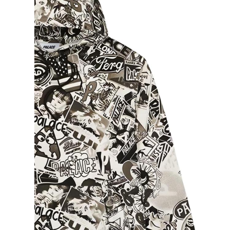 Palace Толстовка с принтом наклеек, топы унисекс, черная P20CS042