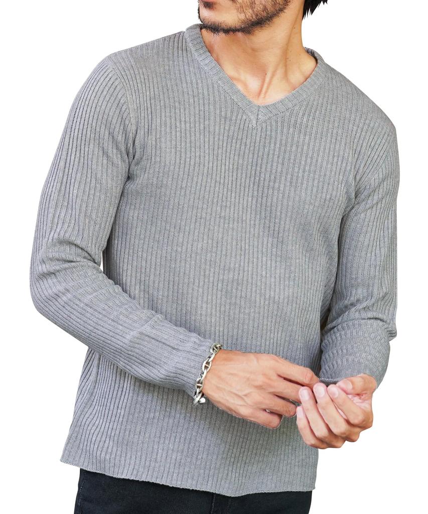 Shop Terry Knit Gray Mock Ribbed Slim Solid [JIGGYS SHOP] Ziggy's Cotton-Touch M-Mix Sweater, V-Neck, Neck, Turtleneck, Knit, Thick, Fit, Autumn,