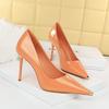 Sexy Slim High Heels Thin Heels, Ultra High Heels Bright Lacquer Skin, Shallow Mouth Metal Pointed Single Shoes