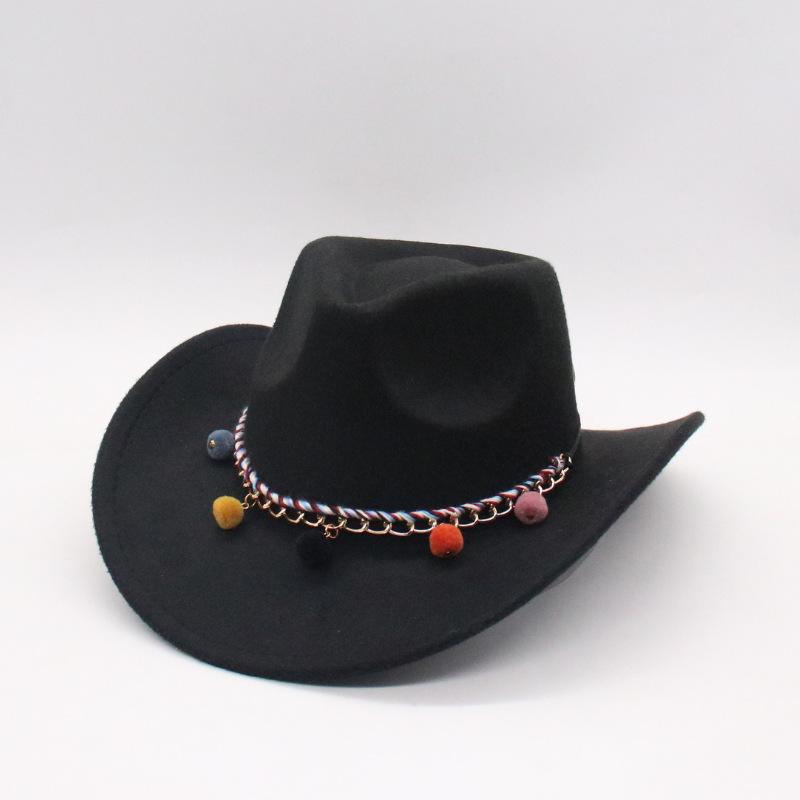 Autumn and winter new ethnic style big edge jazz hat western cowboy style hat Tibetan accessories fashion top hat