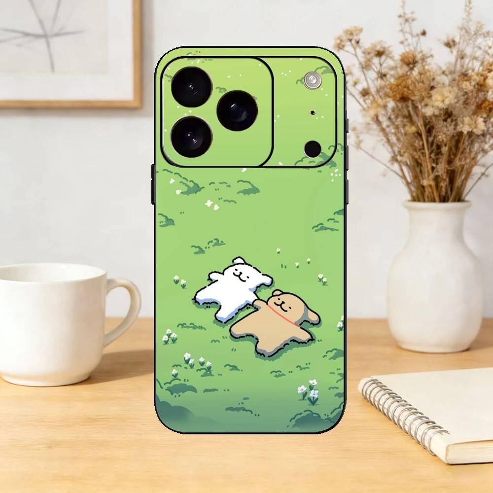 Мультяшный Милый Щенячий Чехол-Телефонная Обложка Для iPhone 17,16,15,14,13,12,11 Plus,Pro,Max,Mini Силиконовый Черный Мягкий Чехол