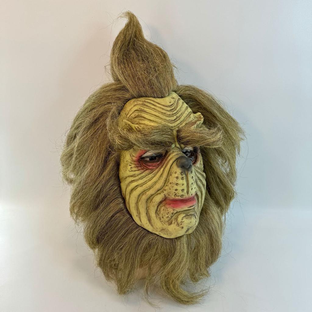 New Christmas Green Gnome Green Grouch Headgear, Halloween Horror Latex Mask, Party Costume cosplay