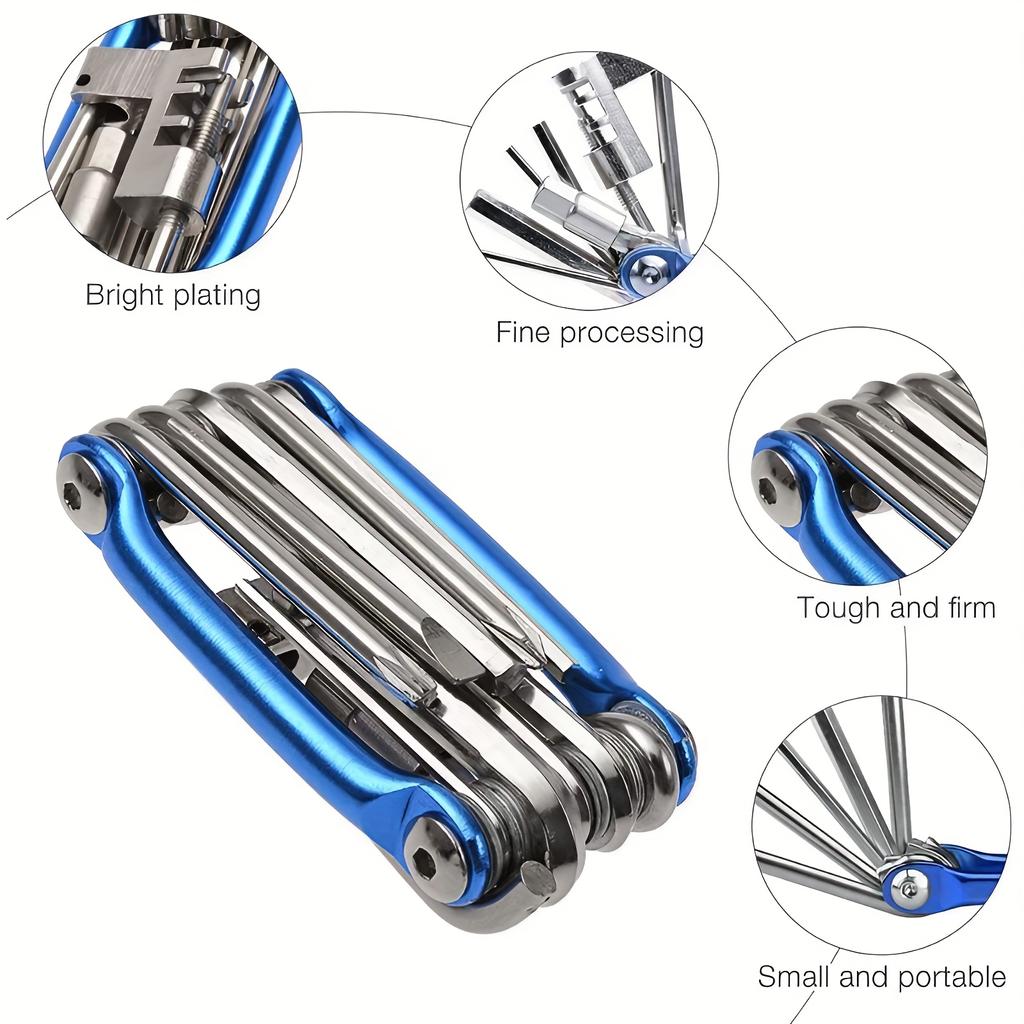 Многофункциональный комплект для ремонта велосипеда 11-в-1, инструмент для ремонта велосипеда, гаечный ключ, отвертка, цепь, шестигранная спица для колеса