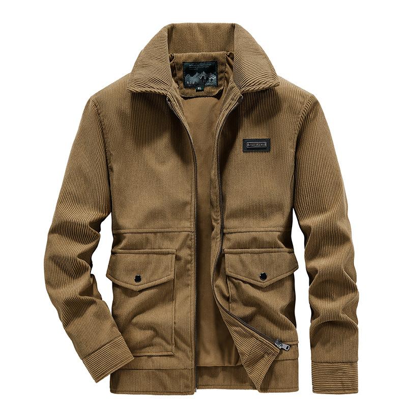 Вельветовая мужская куртка, повседневная мужская куртка с лацканами, свободный топ больших размеров