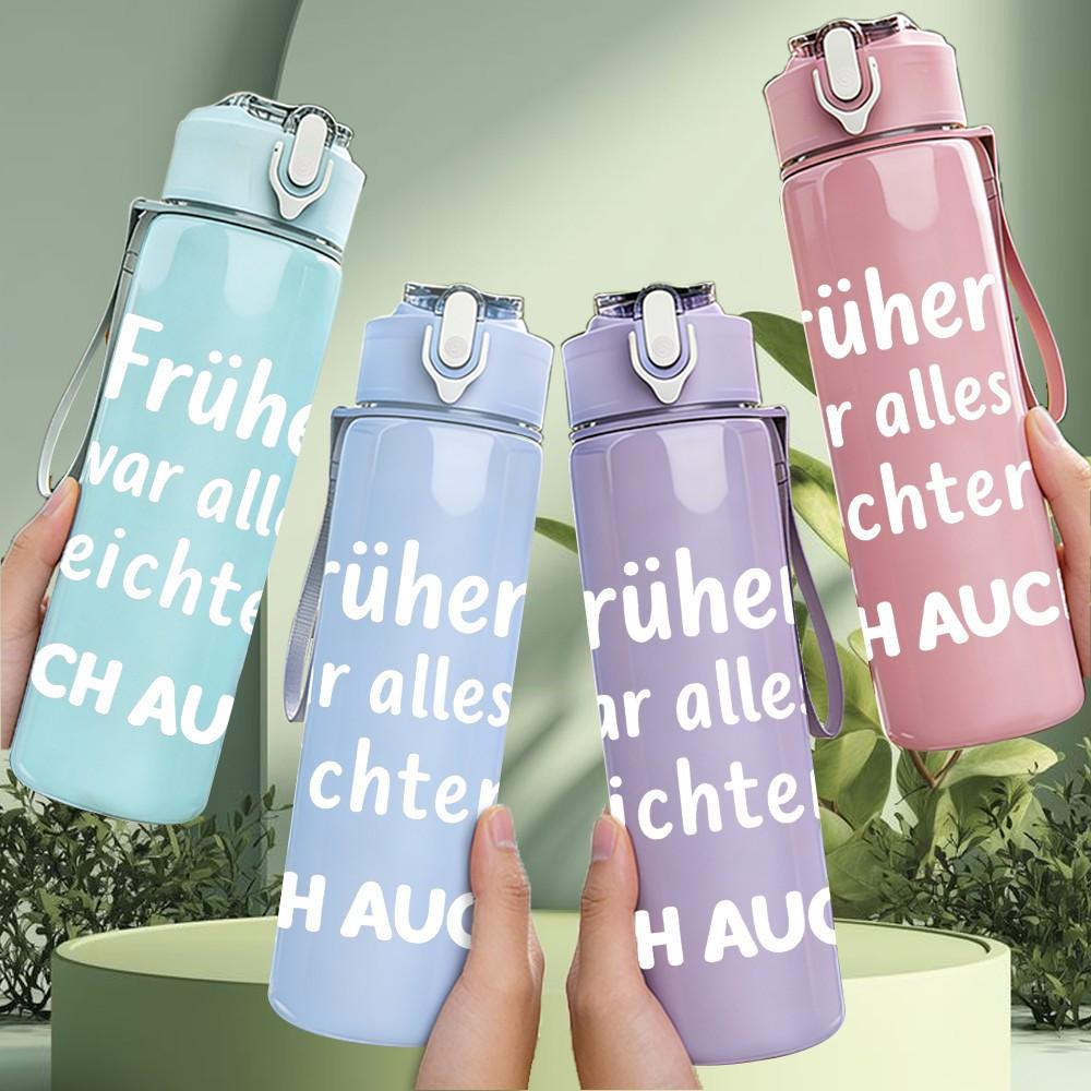 1PC German Fathers Day Light Slogan 750ml Color Plastic Sports Water Bottle Leakproof Flip Straw Lid Suitable for Sports Office Home Use