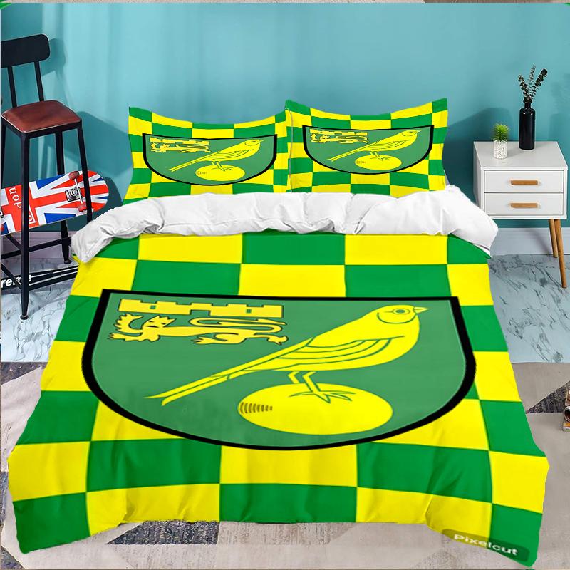 3PCS Nor-wich Football Club Crest Bedding set,Ideal for1pc Duvet Cover And 2pcs Pillowcases Perfect for Christmas gift,Ideal for Bedroom, Dormitory
