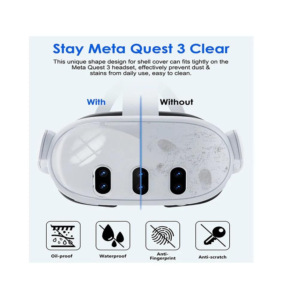For Meta Quest 3 Headset Q 3 Host Crystal Case Lens Cover Tempered Film Rocker Cap Strong Protection VR Accessories