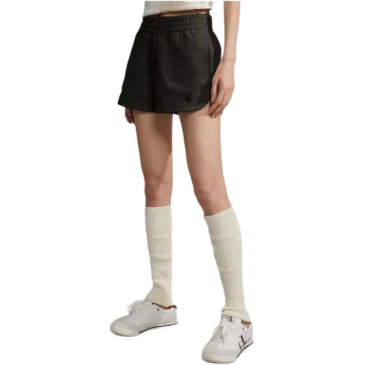 Calvin Klein Прямые шорты с вышитыми буквами и эластичным поясом, женские шорты черного цвета 40WI253BAE