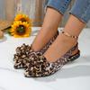 Fashion Classic Big Flower Pointed Toe Sandals Women 2025 Summer Flat Heels Light Weight Shoes Women Comfortable Daily Leopard Shoes