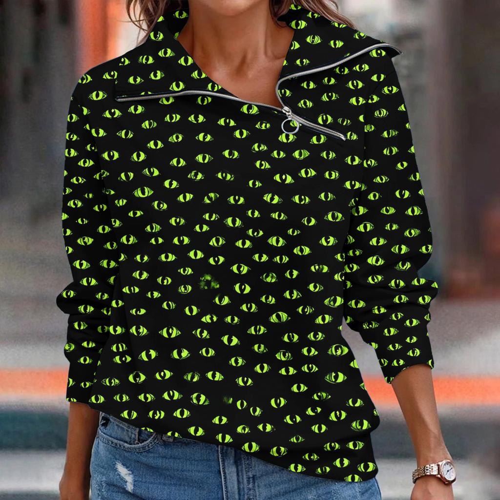 Женская футболка, свободный пуловер, спортивные топы, повседневный топ с V-образным вырезом и длинным рукавом с принтом