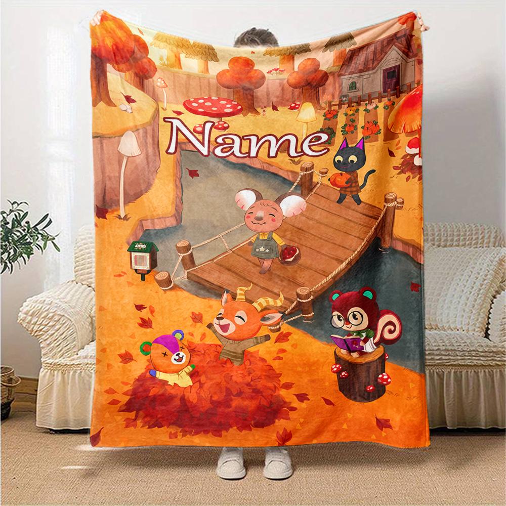 Customiz Name Personality Animal Crossing (2) Blanket Soft &Warm Sofa Office Bed Travel Lunch Break Blanket, Gift Suitable for All Seasons