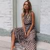 Summer Sexy O Neck Sleeveless Boho Polka Dot Print Maxi Dress New  Casual  Ladies Party Long Dress
