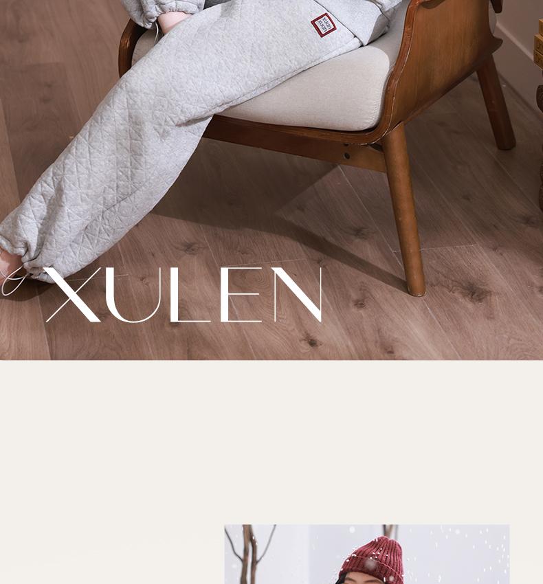 Xuan Liang Women's Winter Thick Cotton Long Sleeve Air Cotton Interlayer Home Clothes Set