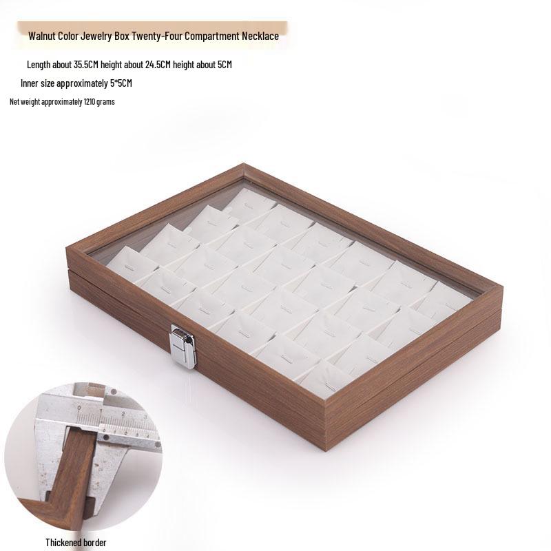 Шкатулка для украшений из орехового дерева с белой кожей и крышкой, пыленепроницаемое хранилище для серег, колец, ожерелий и браслетов.