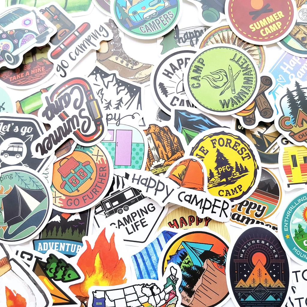 Bonfire Camping Stickers Camping Decals Solo Camping Outdoor Outdoor Campers Set of 50