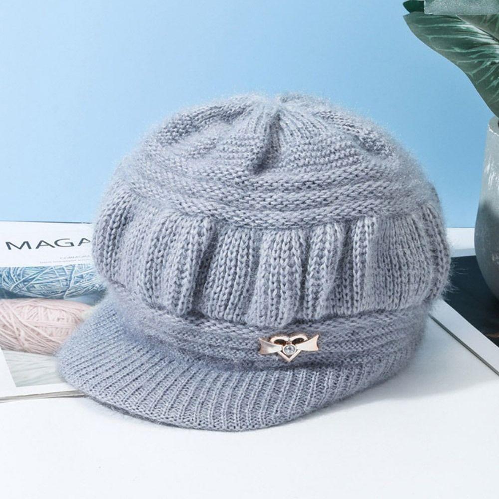 Вязаная шерстяная шапка, однотонная вязаная шапка, женская мода, зимний головной убор для пожилых людей