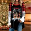 Plus Size Women's Striped Print Comfortable Long Sleeved Round Neck T-shirt Christmas Casual Baggy Mid Length T-shirt