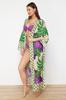 Women's Fashion New Kimono&Kaftan Ethnic Patterned Belted Maxi Woven KimonoKaftan